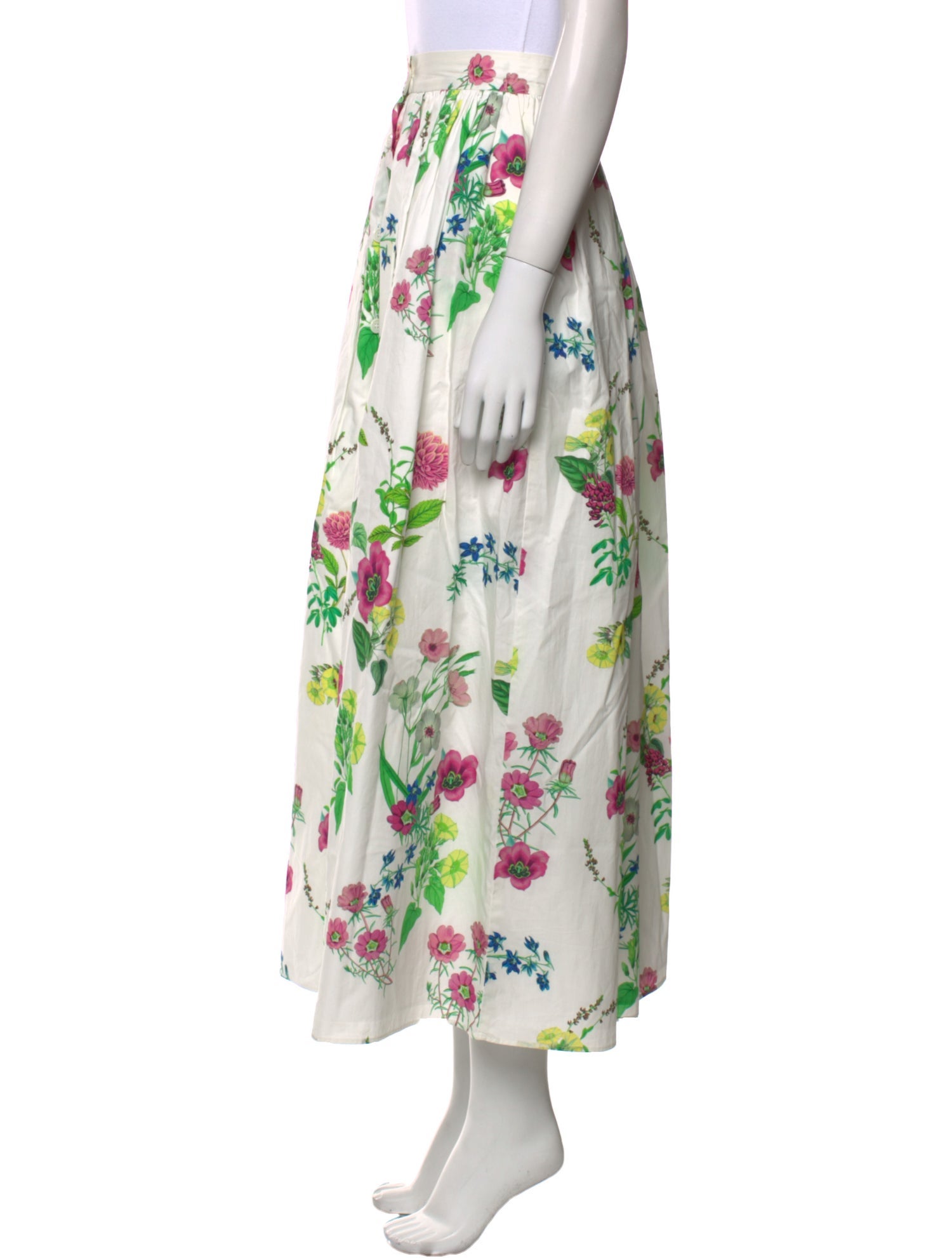 M.D.S. Stripes Floral Print Midi Length Skirt