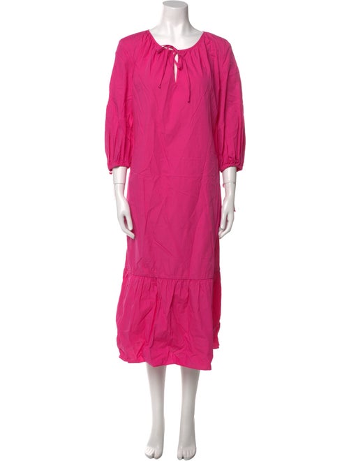 M.D.S. Stripes Scoop Neck Midi Length Dress