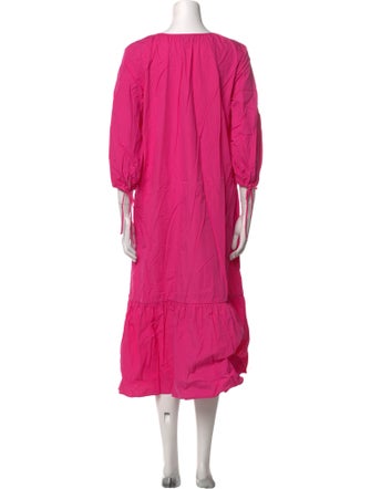 M.D.S. Stripes Scoop Neck Midi Length Dress