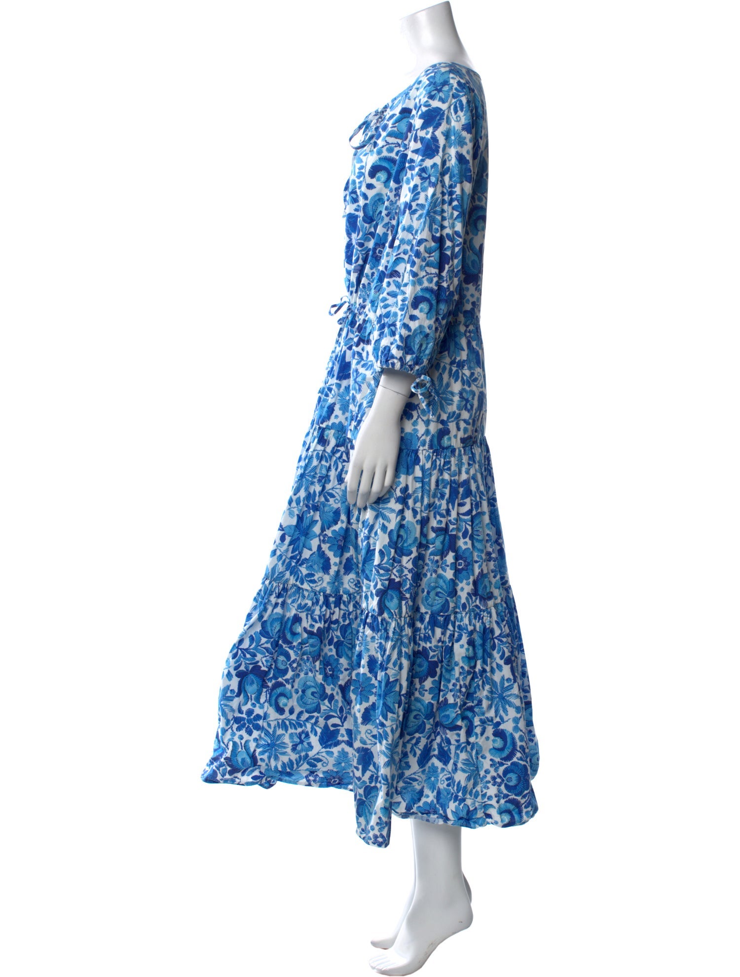 M.D.S. Stripes Floral Print Long Dress