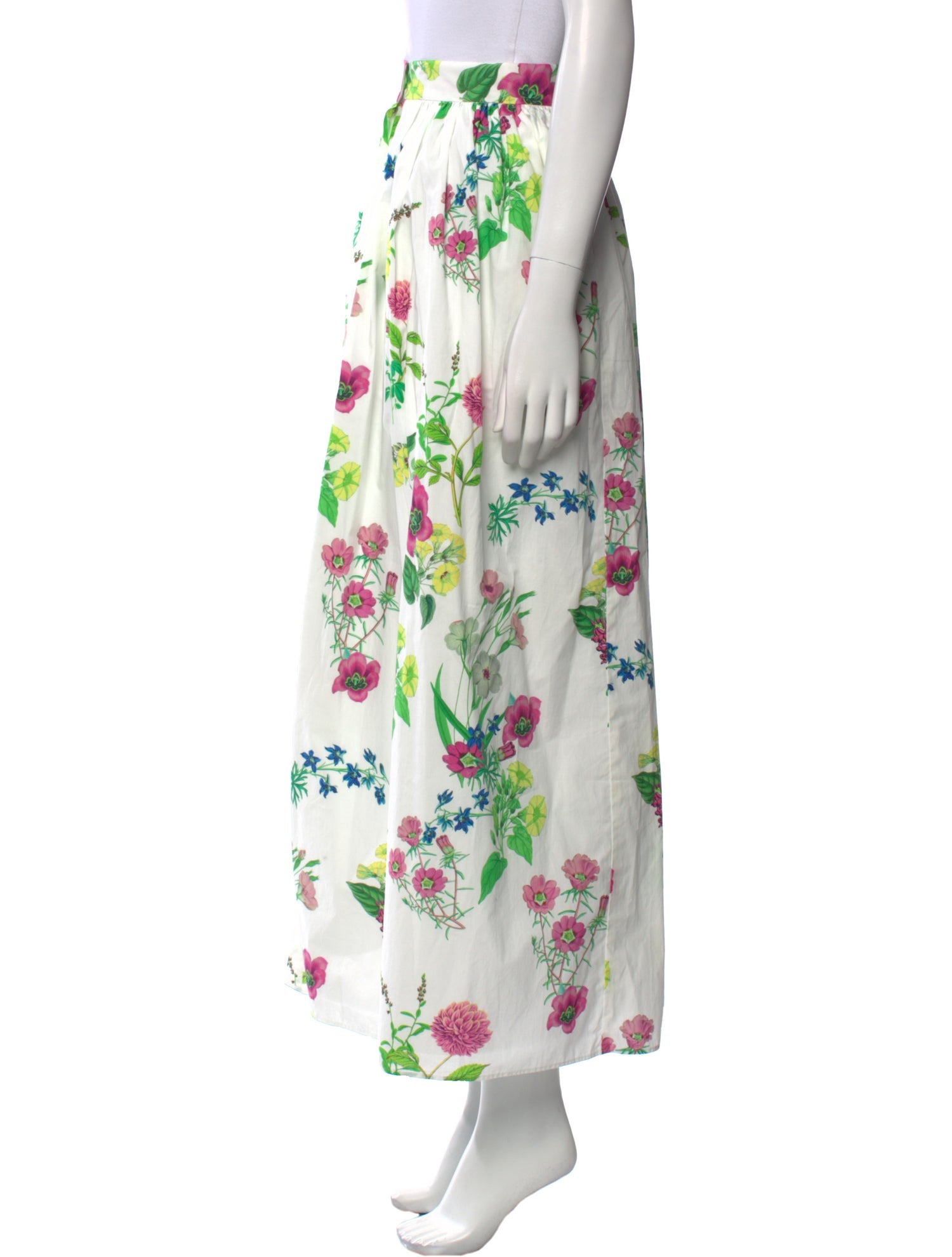 M.D.S. Stripes Floral Print Midi Length Skirt