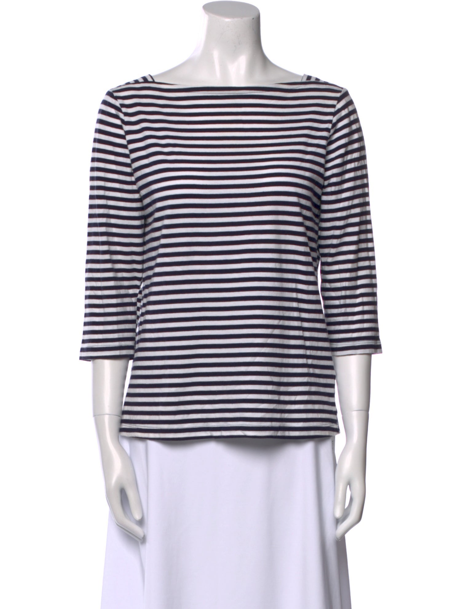 M.D.S. Stripes Striped Bateau Neckline Top