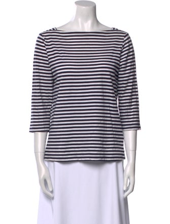 M.D.S. Stripes Striped Bateau Neckline Top