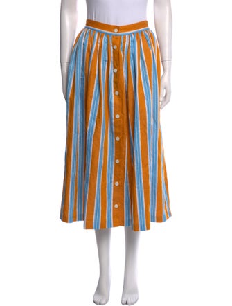 M.D.S. Stripes Striped Midi Length Skirt