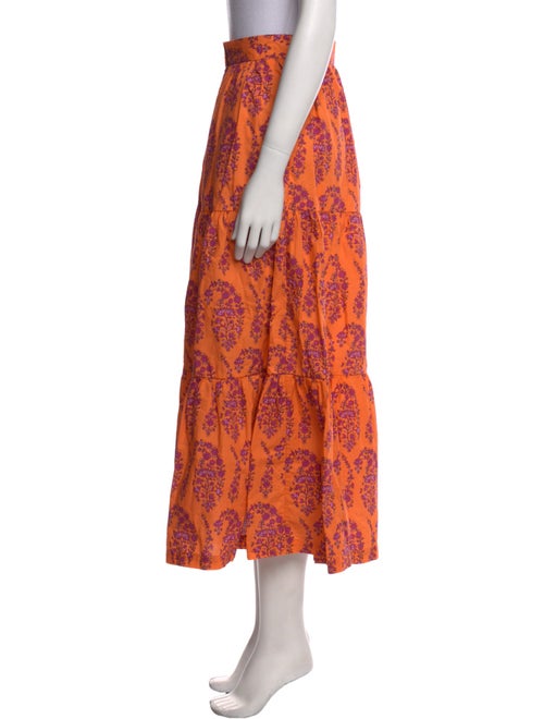 M.D.S. Stripes Floral Print Midi Length Skirt