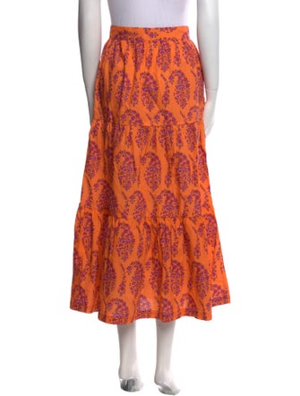 M.D.S. Stripes Floral Print Midi Length Skirt