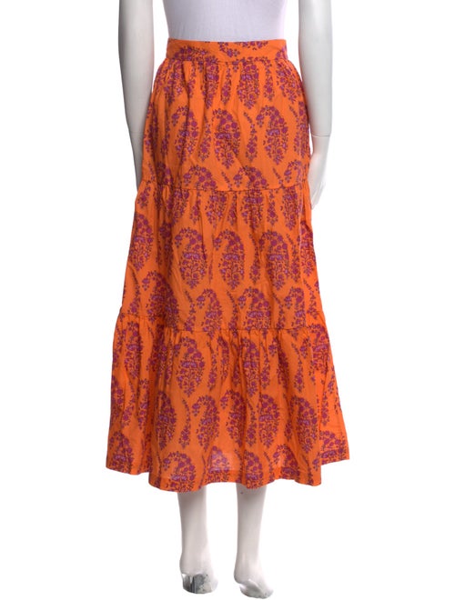 M.D.S. Stripes Floral Print Midi Length Skirt