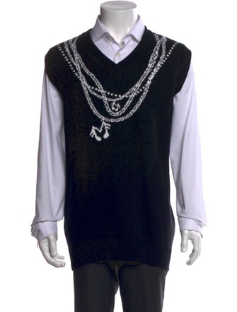 Midnight Studios Graphic Print V-Neck Sweater Vest