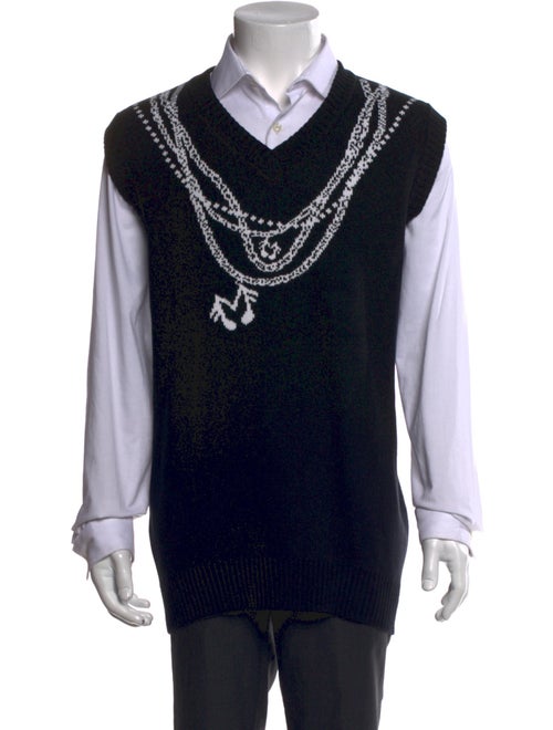 Midnight Studios Graphic Print V-Neck Sweater Vest