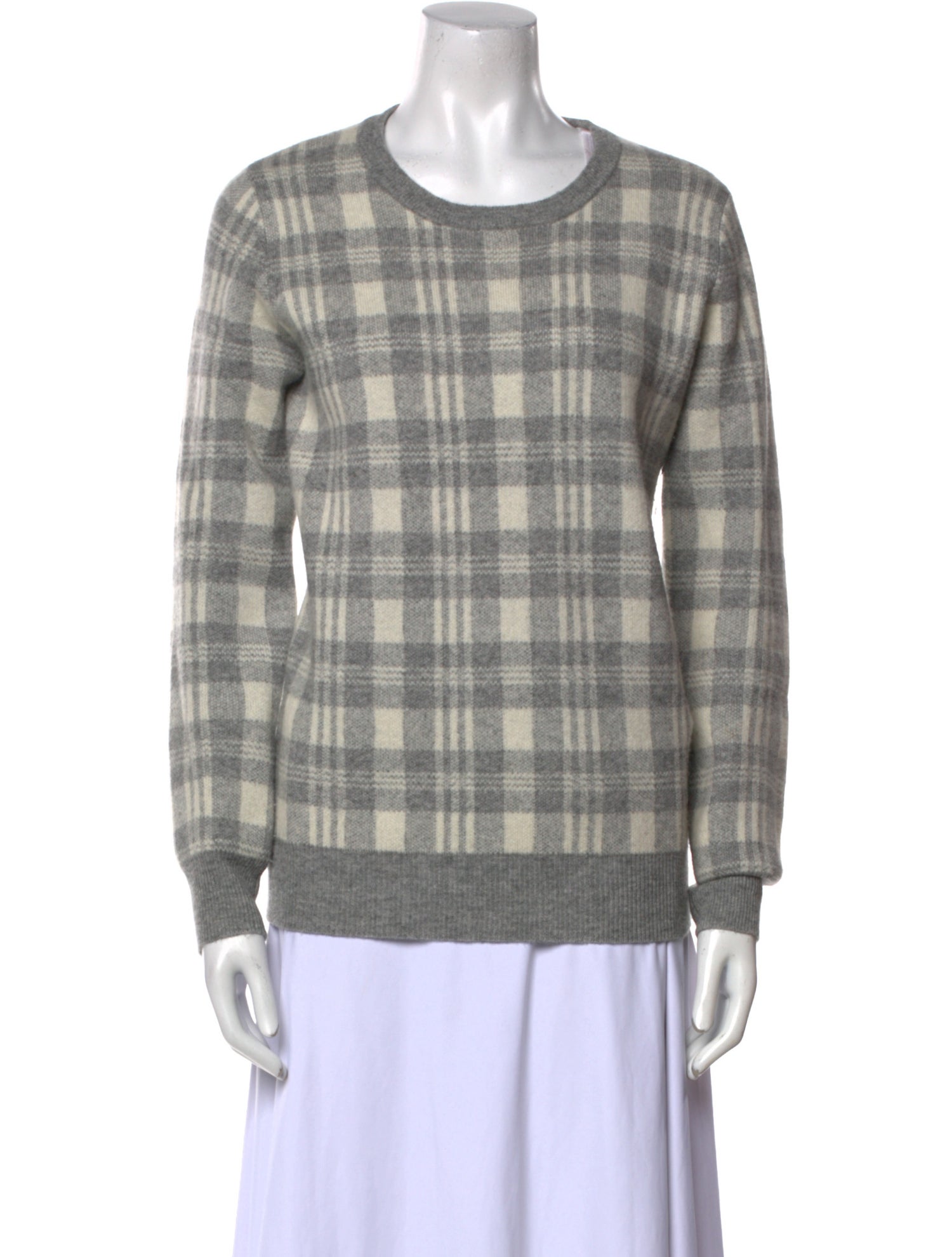 Madeleine Thompson Wool Plaid Print Sweater