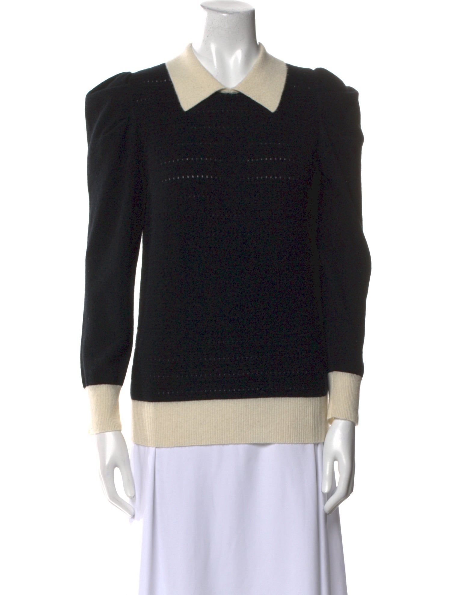 Madeleine Thompson Colorblock Pattern V-Neck Sweater