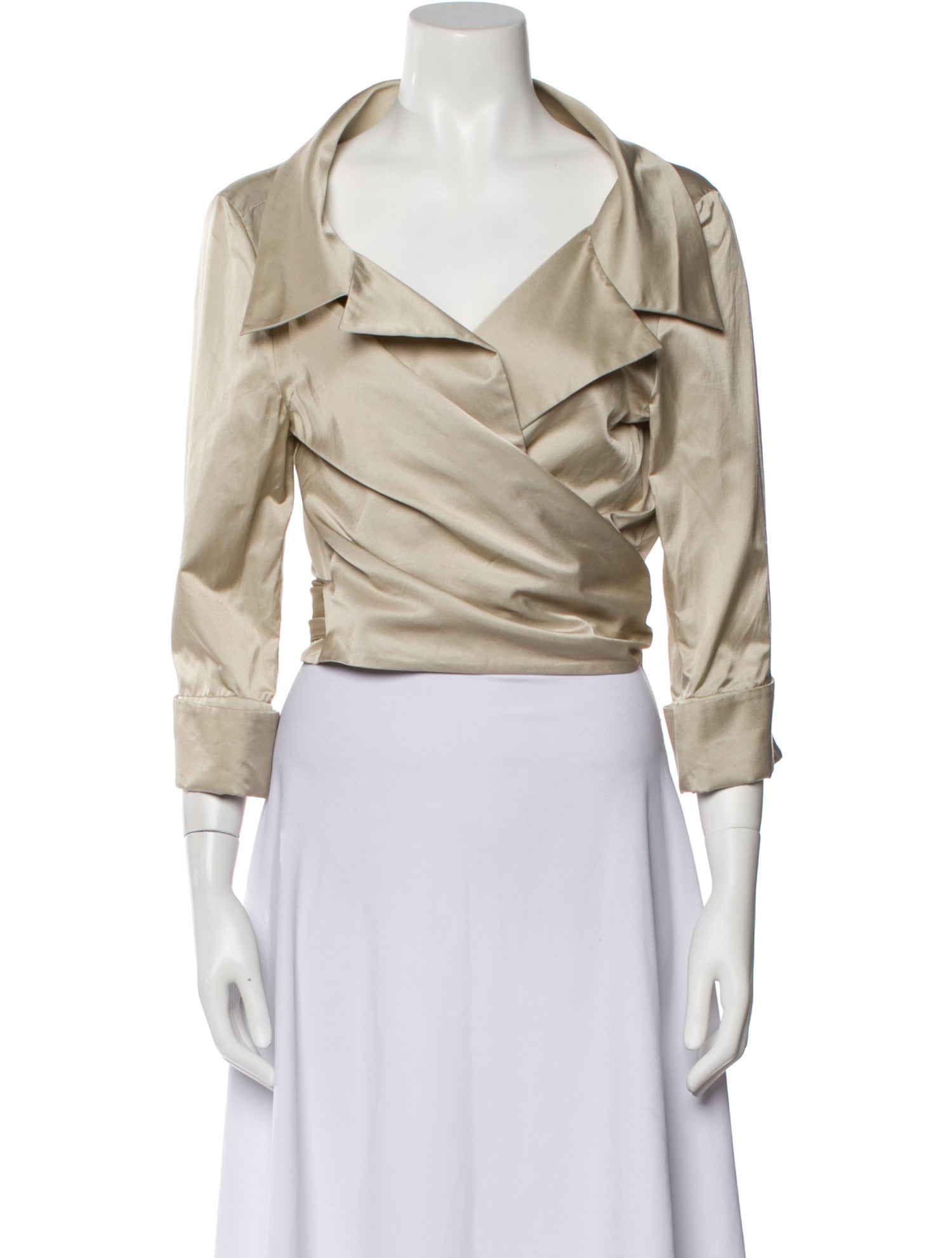 Melinda Eng Silk V-Neck Crop Top