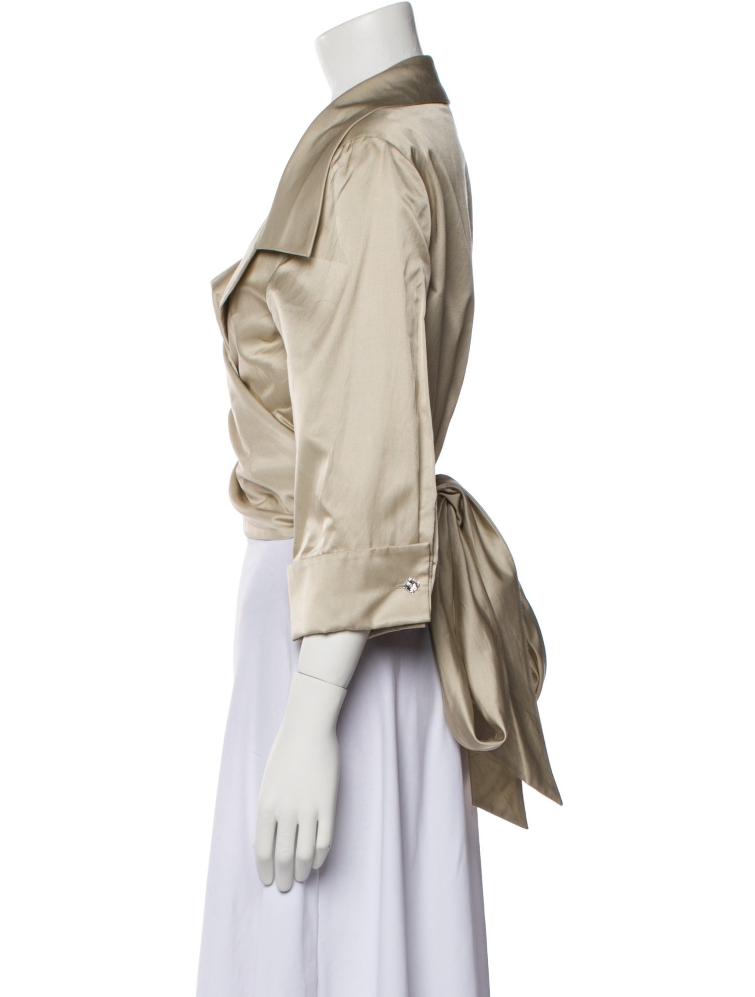 Melinda Eng Silk V-Neck Crop Top