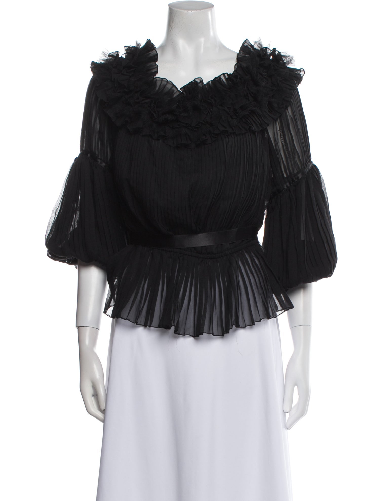 Melinda Eng Off-The-Shoulder Three-Quarter Sleeve Blouse