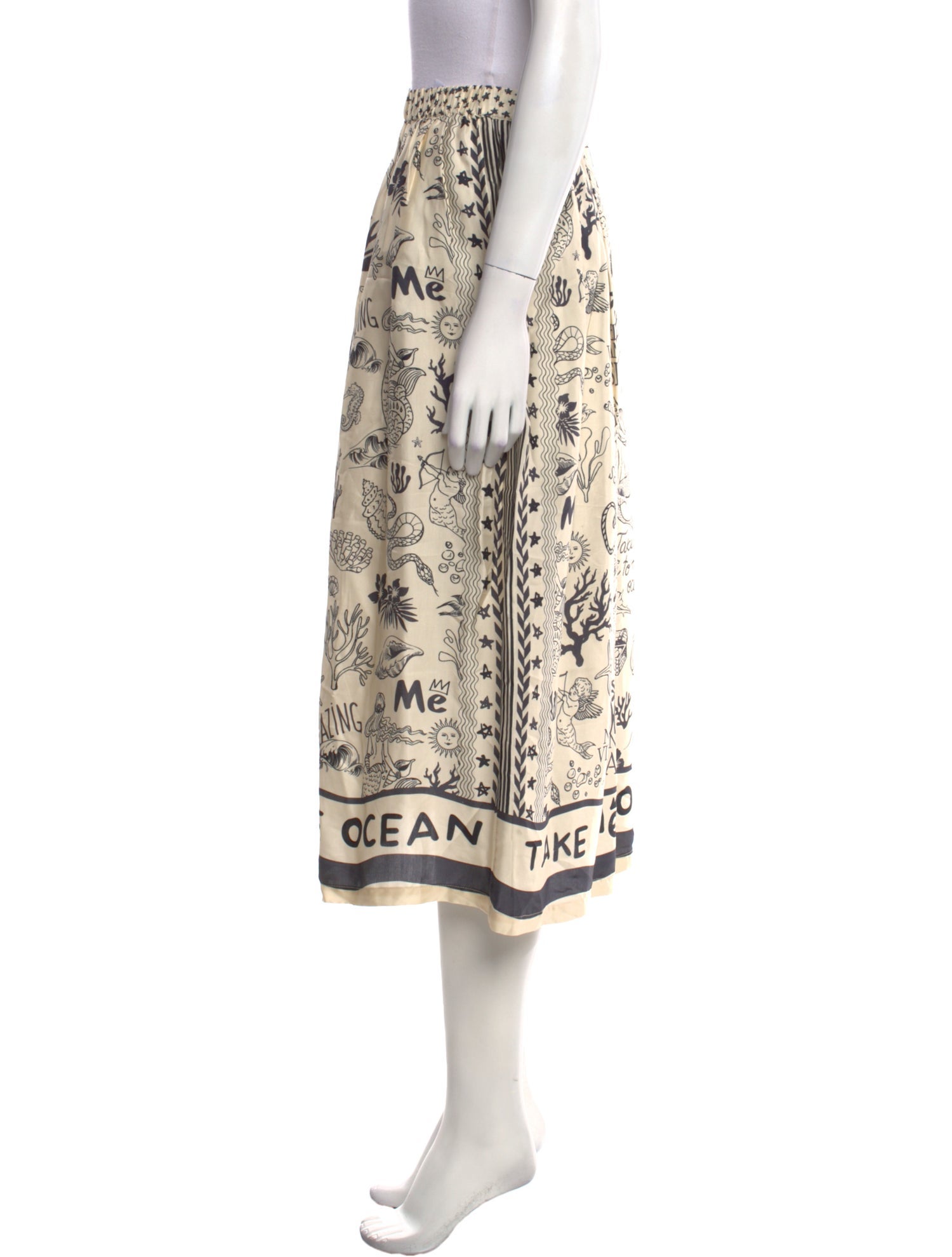 Me369 Printed Midi Length Skirt