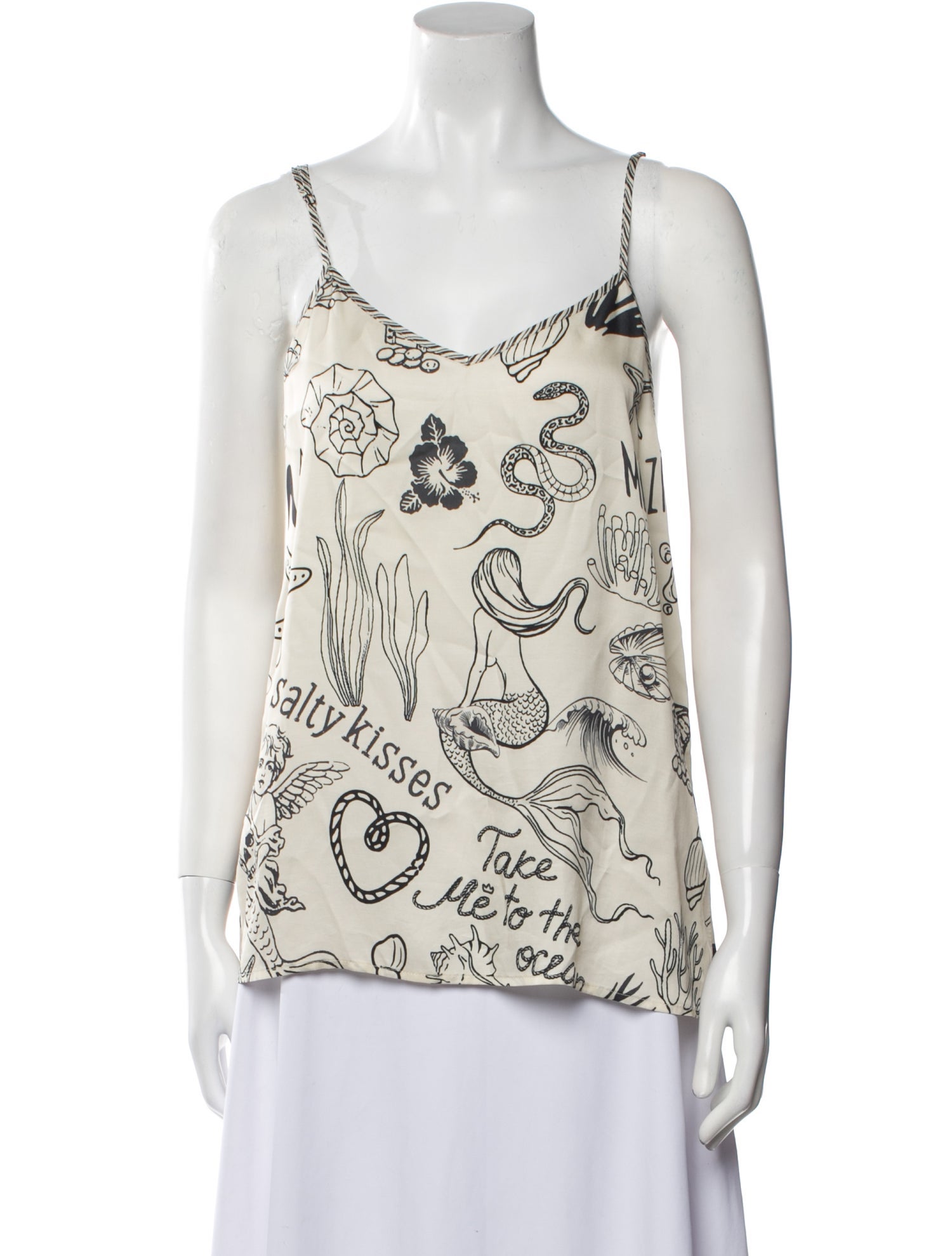Me369 Printed V-Neck Top