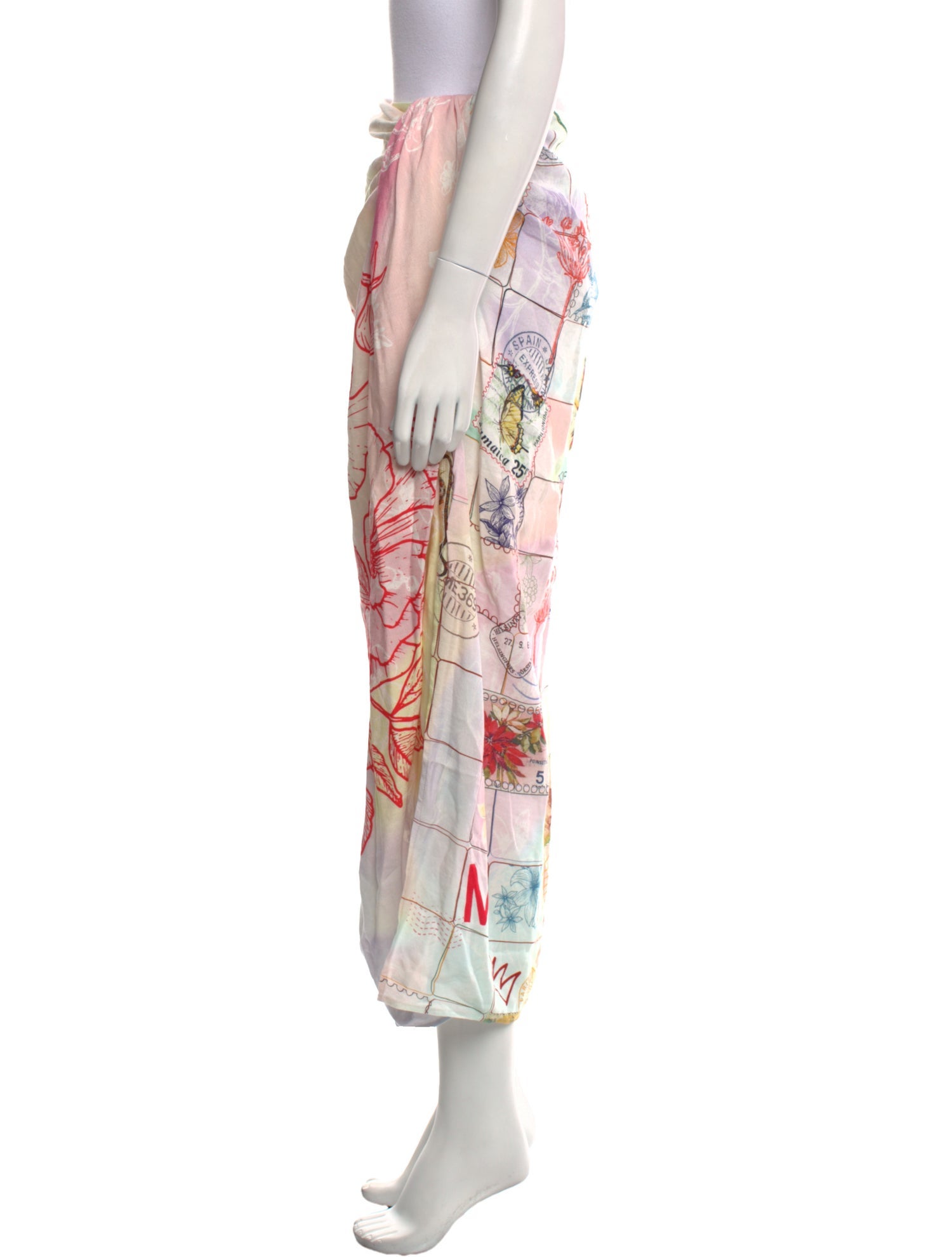 Me369 Floral Print Midi Length Skirt