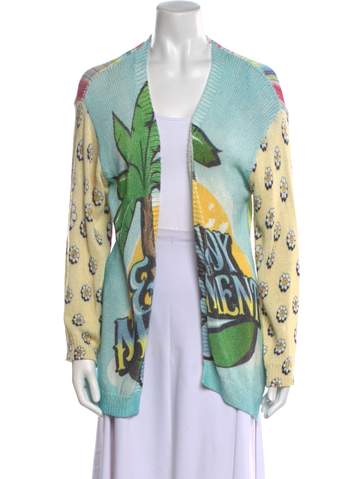 Me369 Printed Open Front Sweater