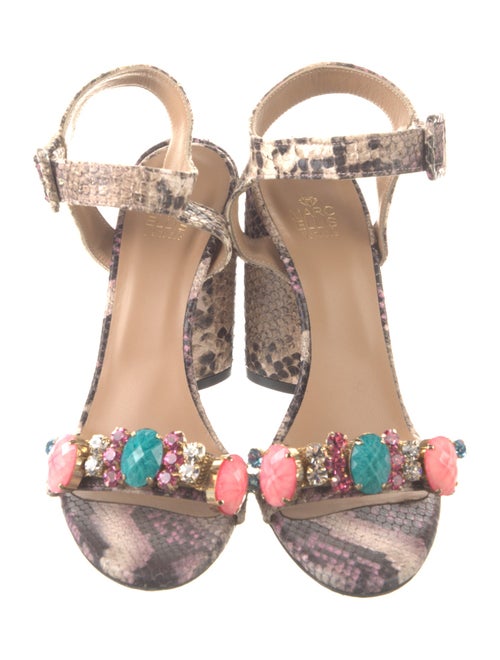 Marc Ellis Embossed Leather Animal Print Sandals