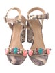 Marc Ellis Embossed Leather Animal Print Sandals