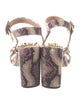 Marc Ellis Embossed Leather Animal Print Sandals
