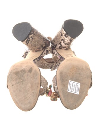 Marc Ellis Embossed Leather Animal Print Sandals