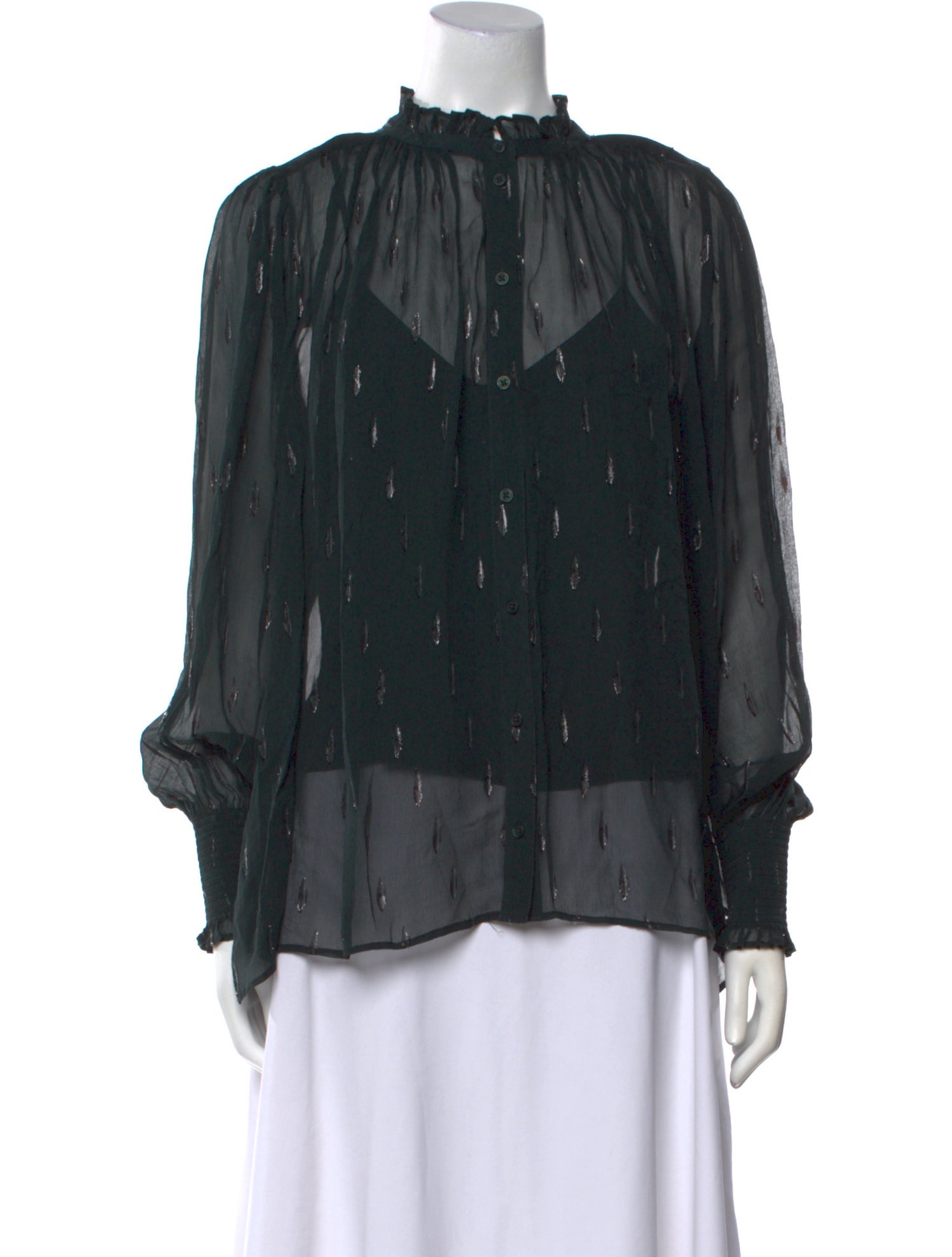 ME+EM Silk Mock Neck Blouse