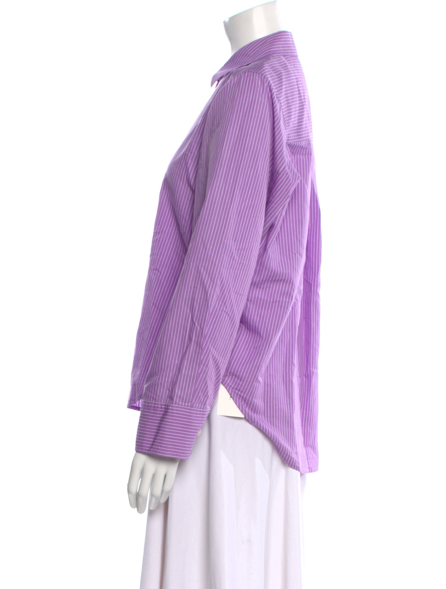 ME+EM Striped Long Sleeve Button-Up Top