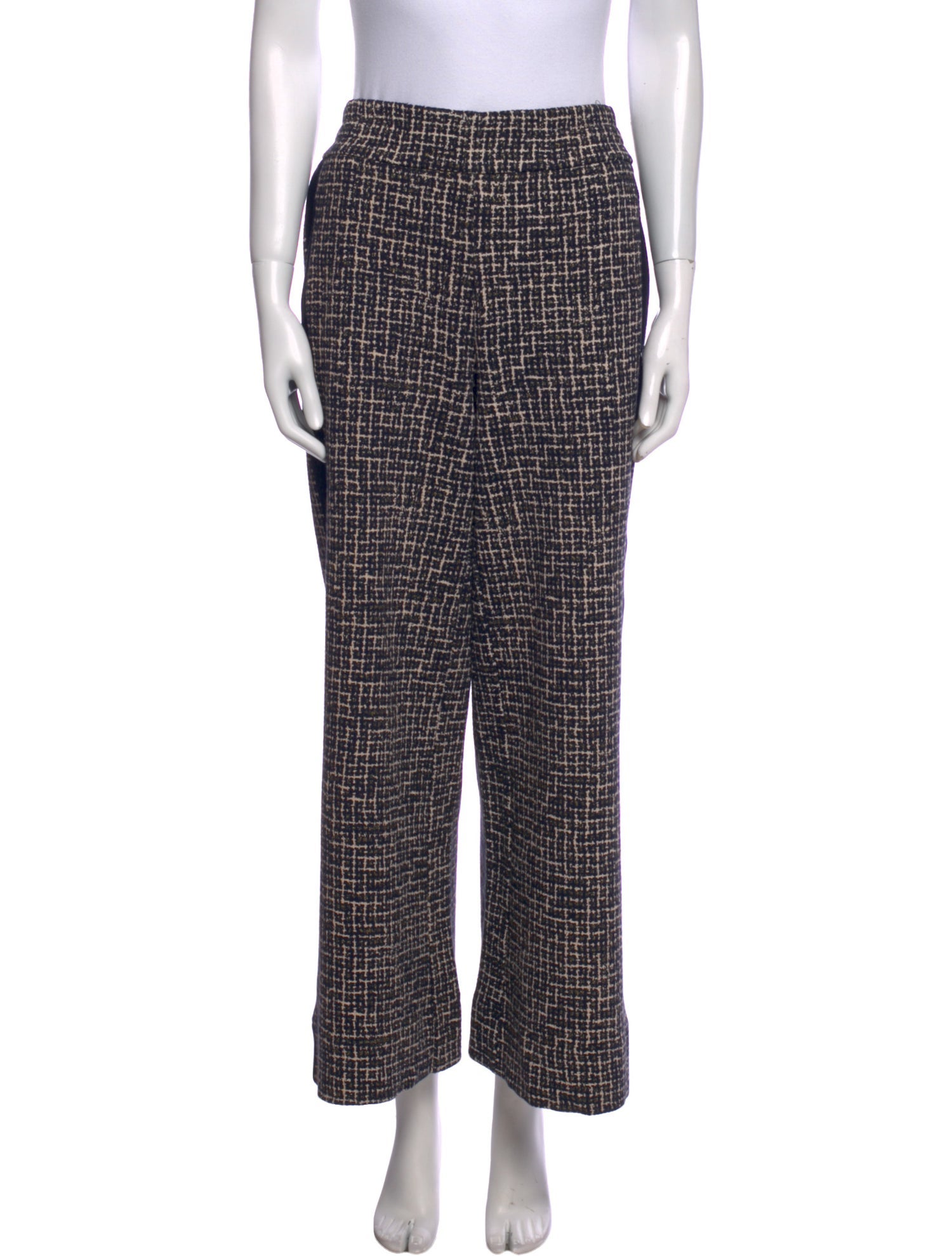 ME+EM Plaid Print Wide Leg Pants