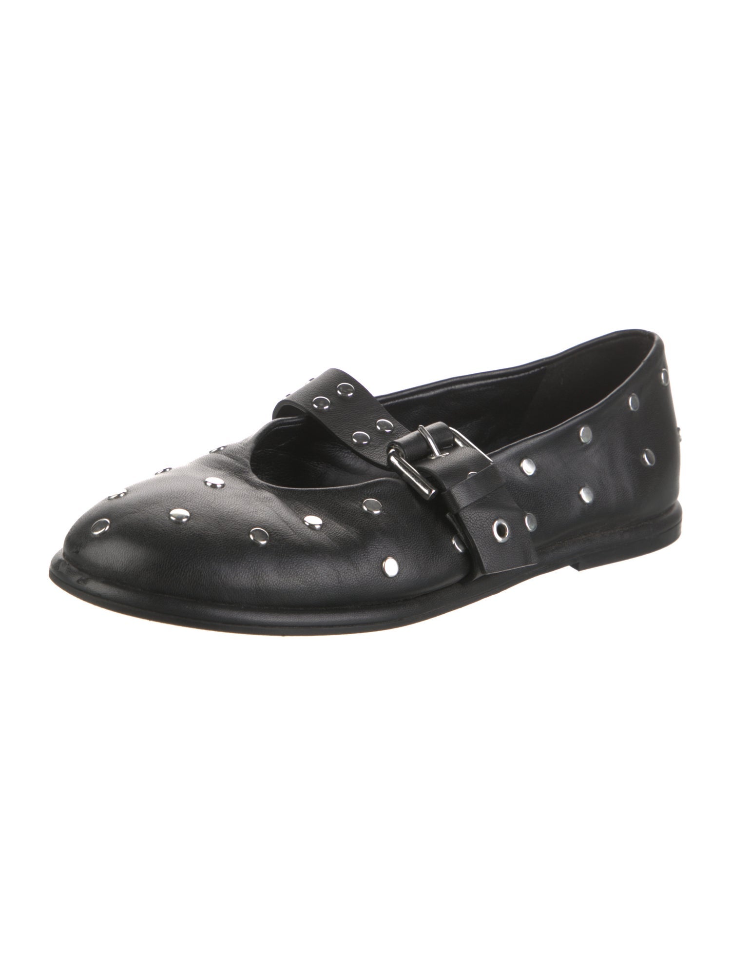ME+EM Leather Studded Accents Mary Jane Flats