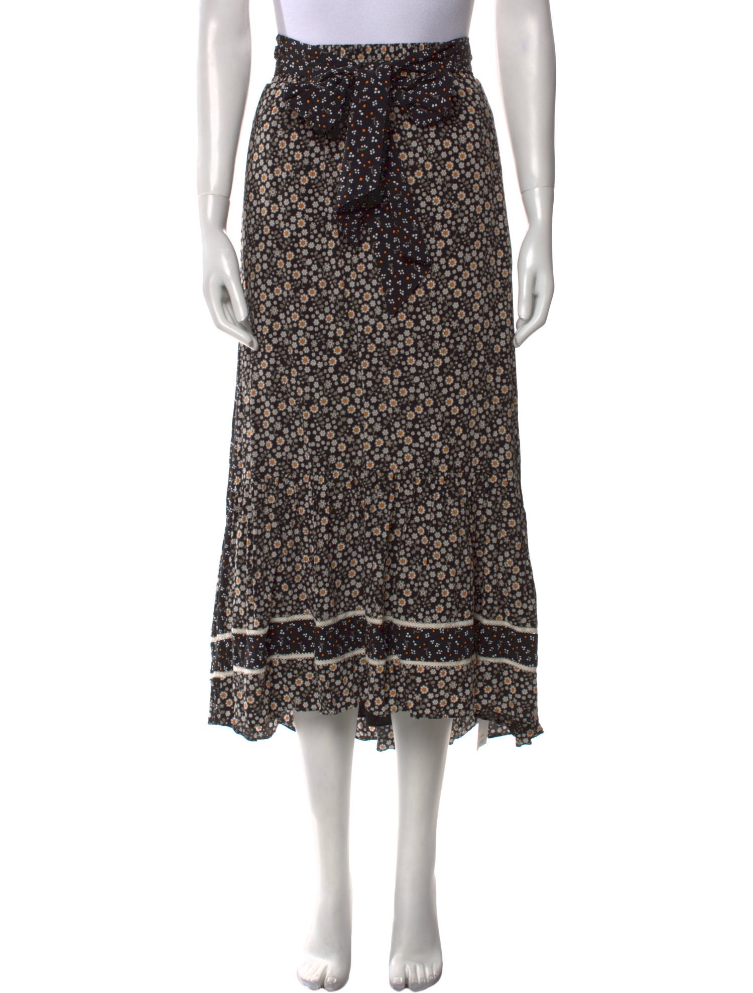 ME+EM Floral Print Midi Length Skirt