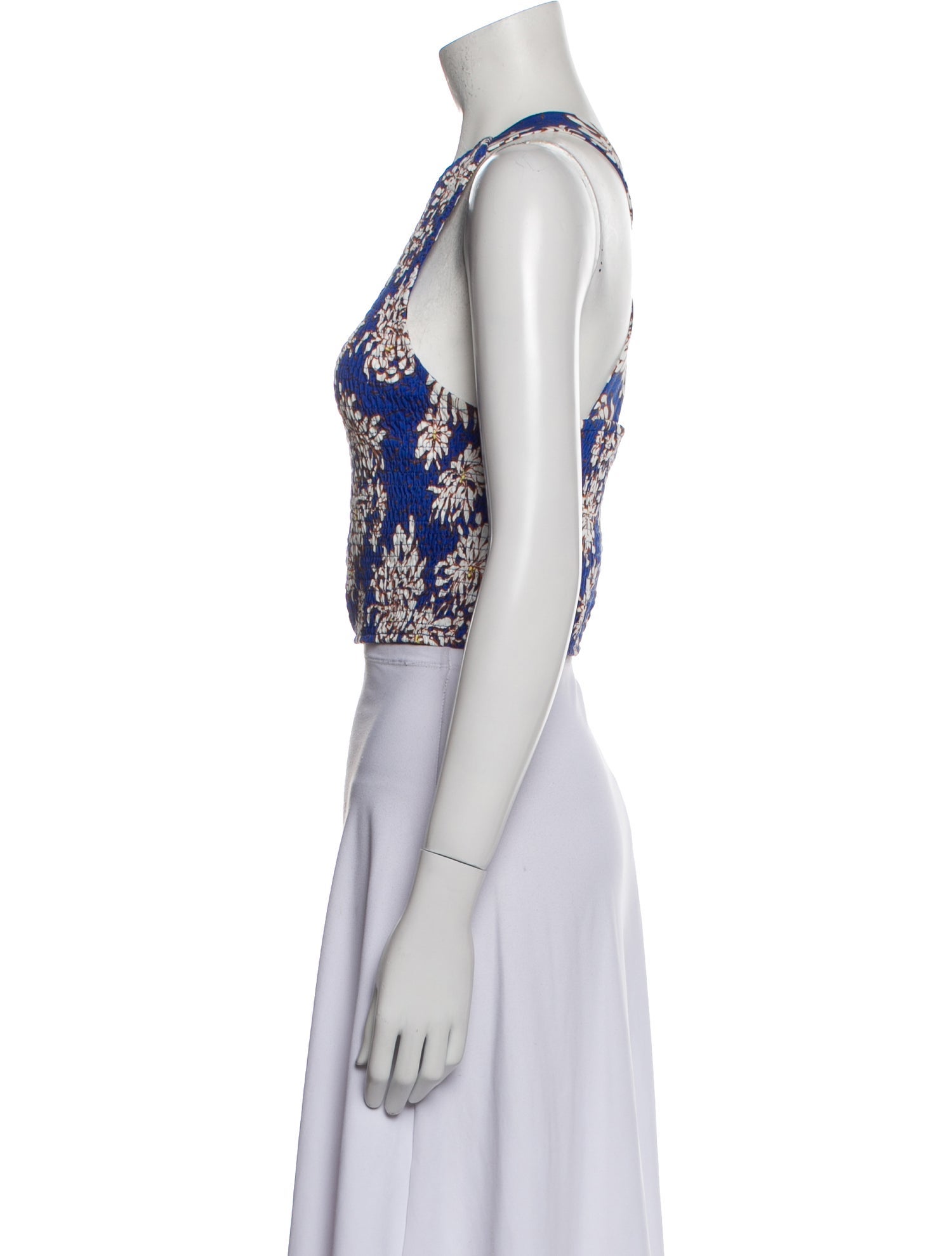 ME+EM Floral Print Scoop Neck Crop Top