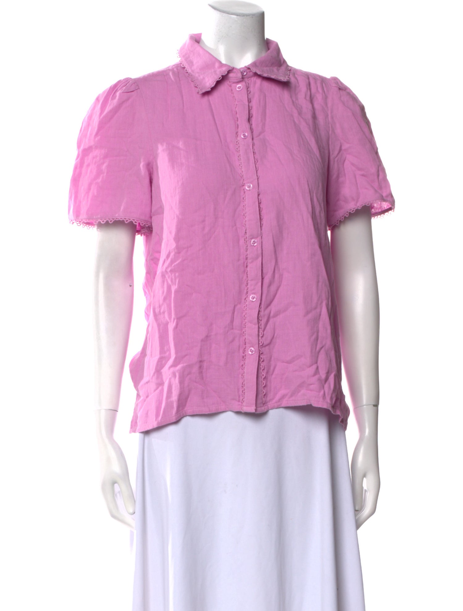 ME+EM Short Sleeve Button-Up Top