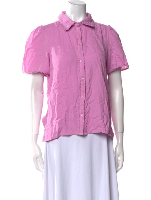 ME+EM Short Sleeve Button-Up Top