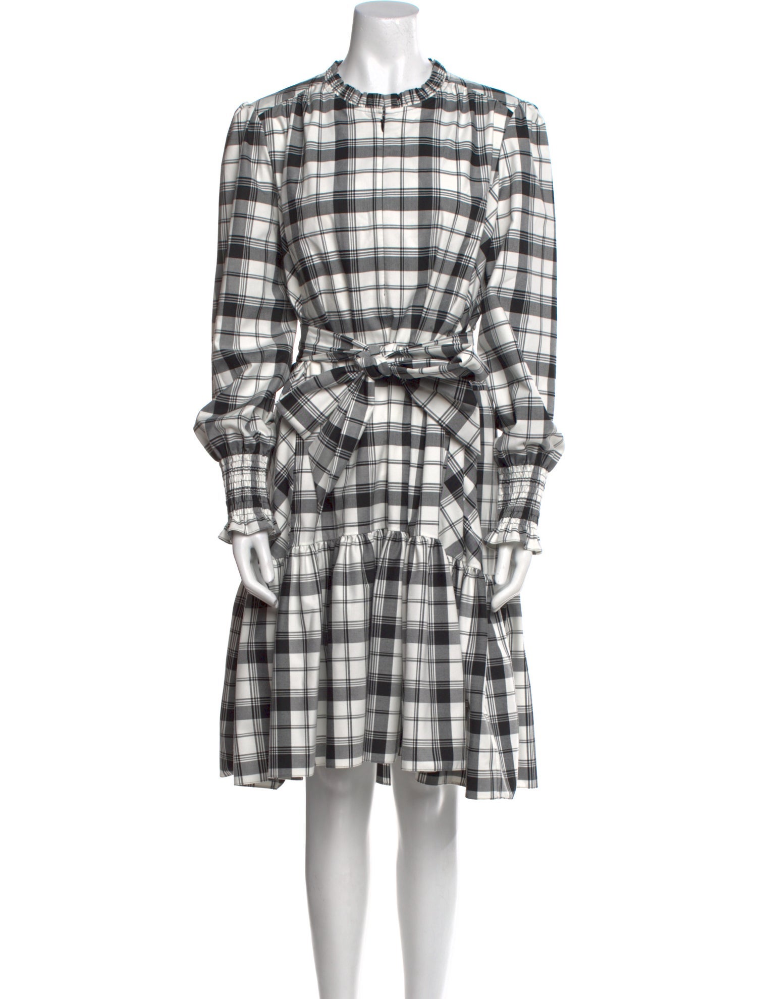 ME+EM Plaid Print Midi Length Dress