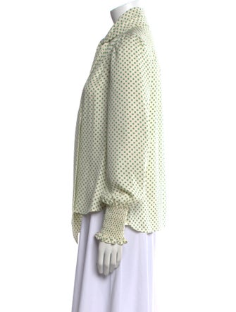 ME+EM Silk Polka Dot Print Button-Up Top