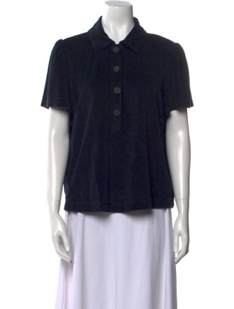 ME+EM Short Sleeve Button-Up Top