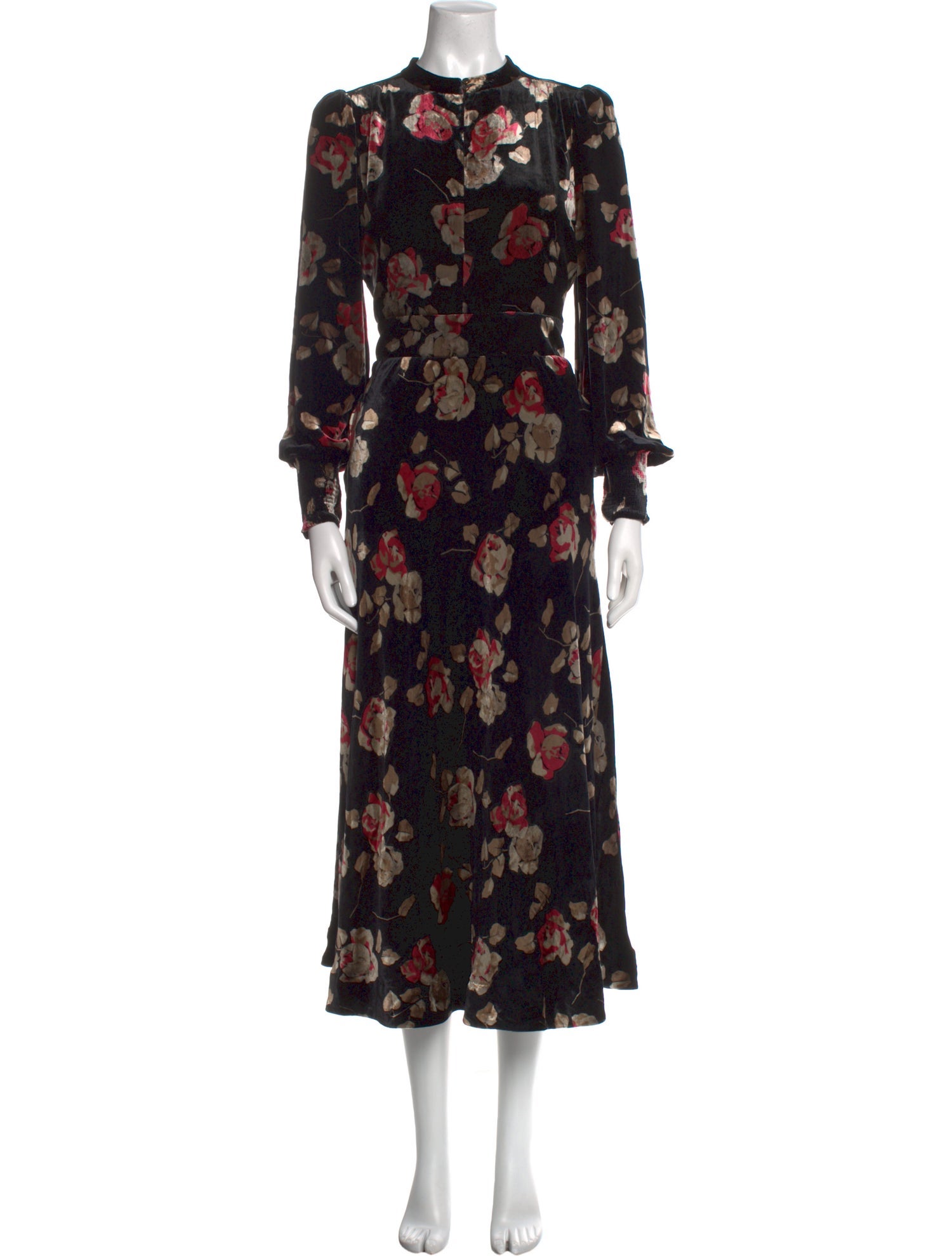 ME+EM Floral Print Midi Length Dress