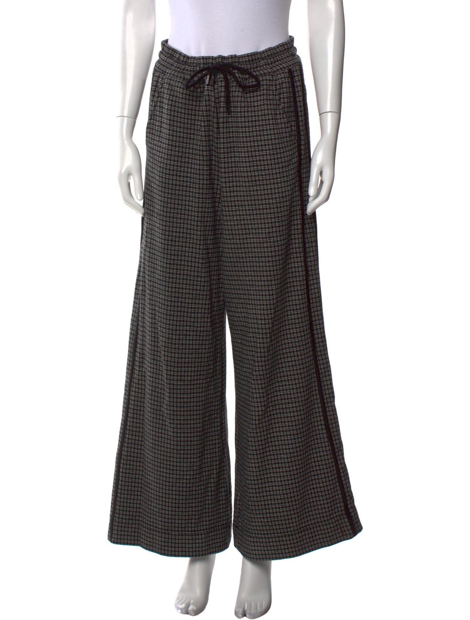 ME+EM Plaid Print Wide Leg Pants