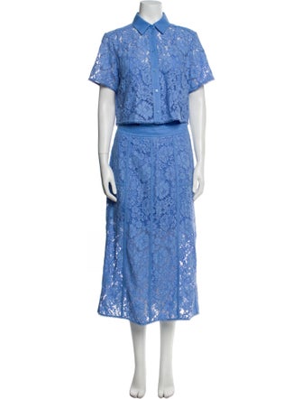 ME+EM Lace Pattern Embroidered Accent Skirt Set