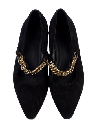 ME+EM Suede Chain-Link Accents Mary Jane Flats