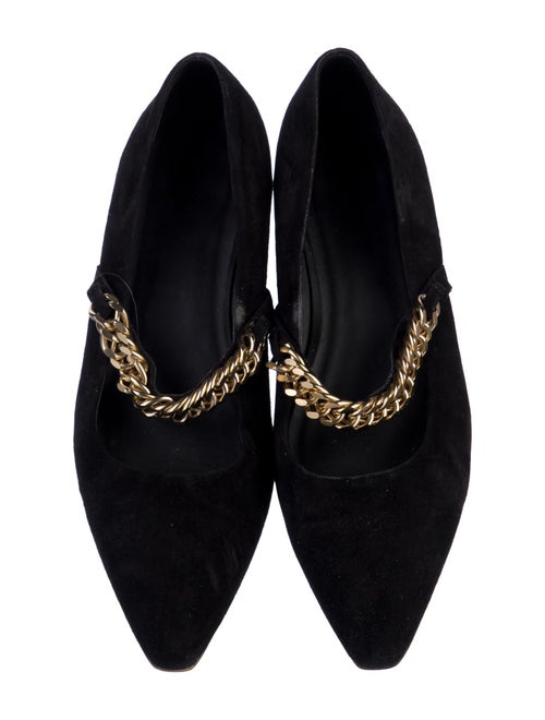 ME+EM Suede Chain-Link Accents Mary Jane Flats