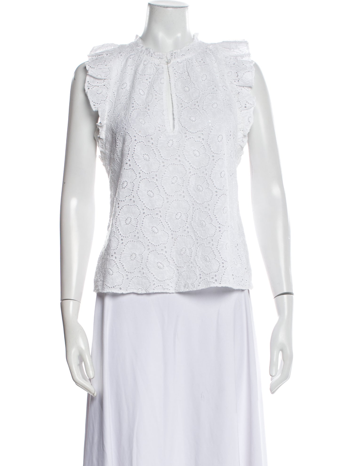 ME+EM Lace Pattern Crew Neck Top