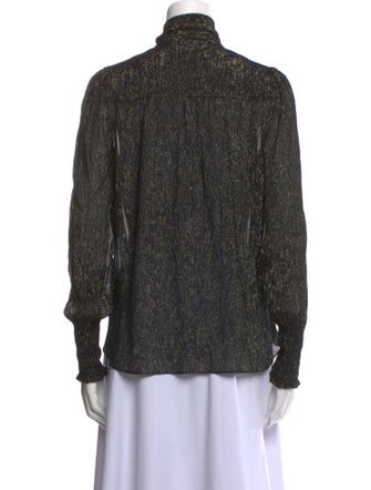 ME+EM Printed Long Sleeve Button-Up Top