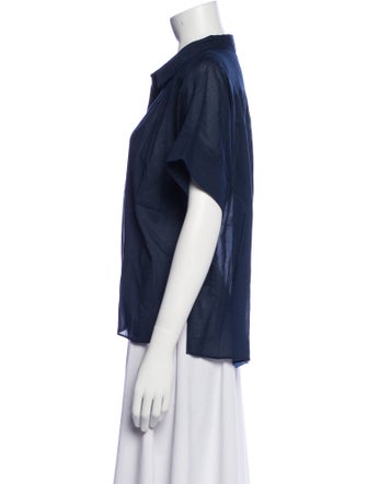 ME+EM Short Sleeve Button-Up Top