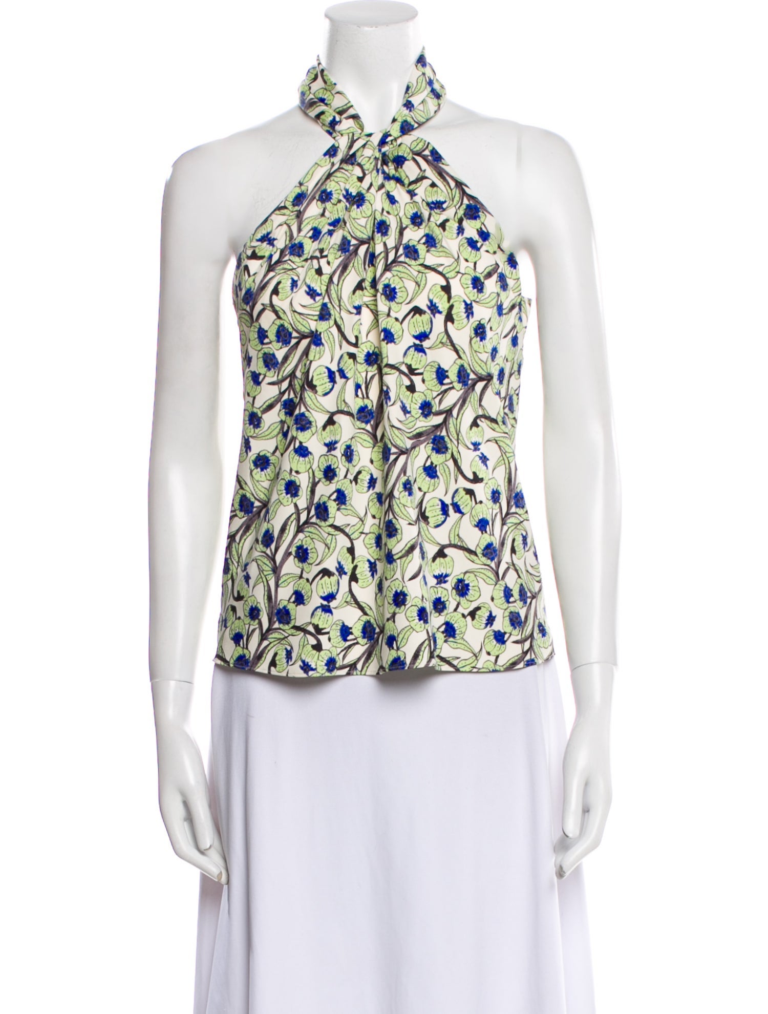 ME+EM Floral Print Halterneck Blouse