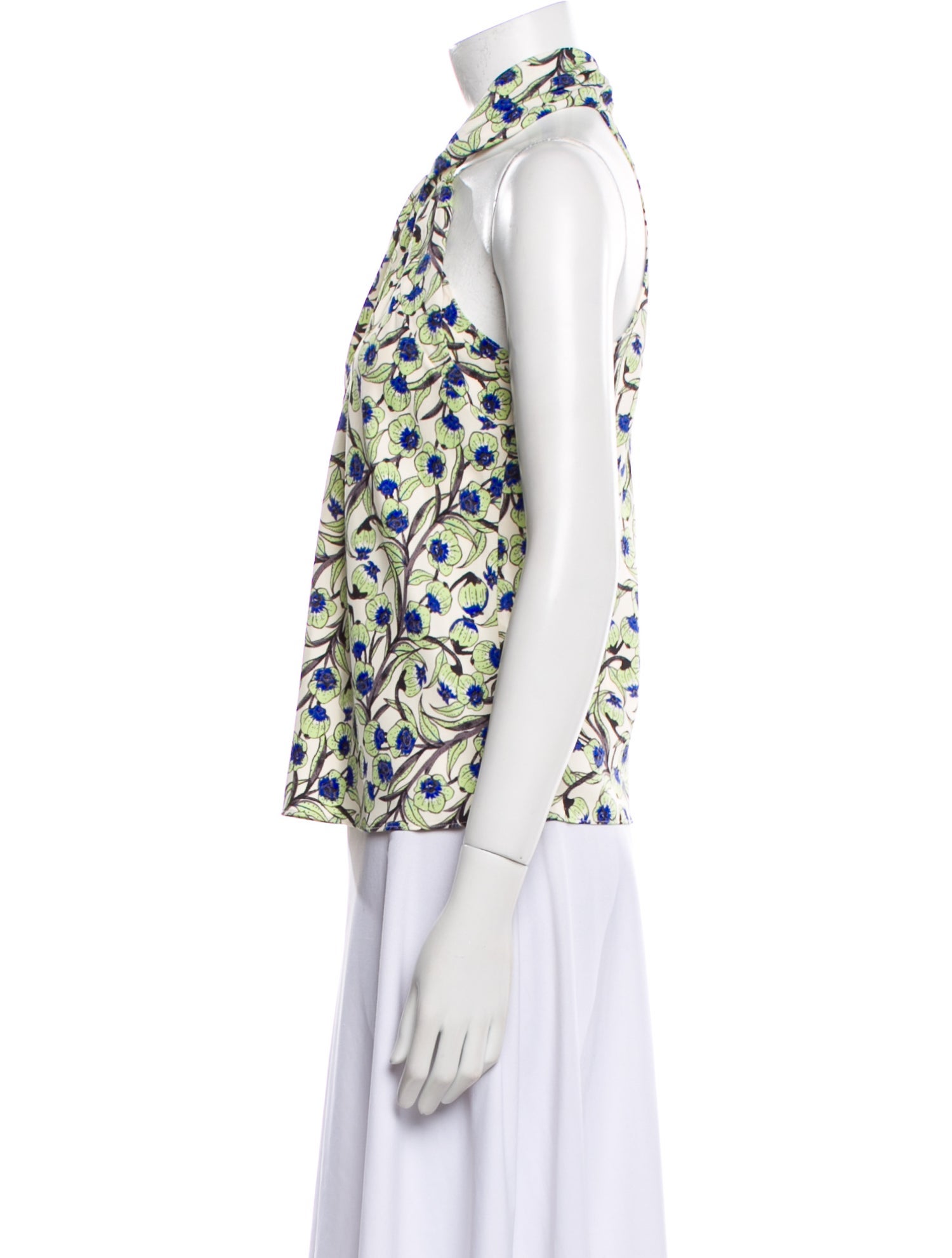 ME+EM Floral Print Halterneck Blouse