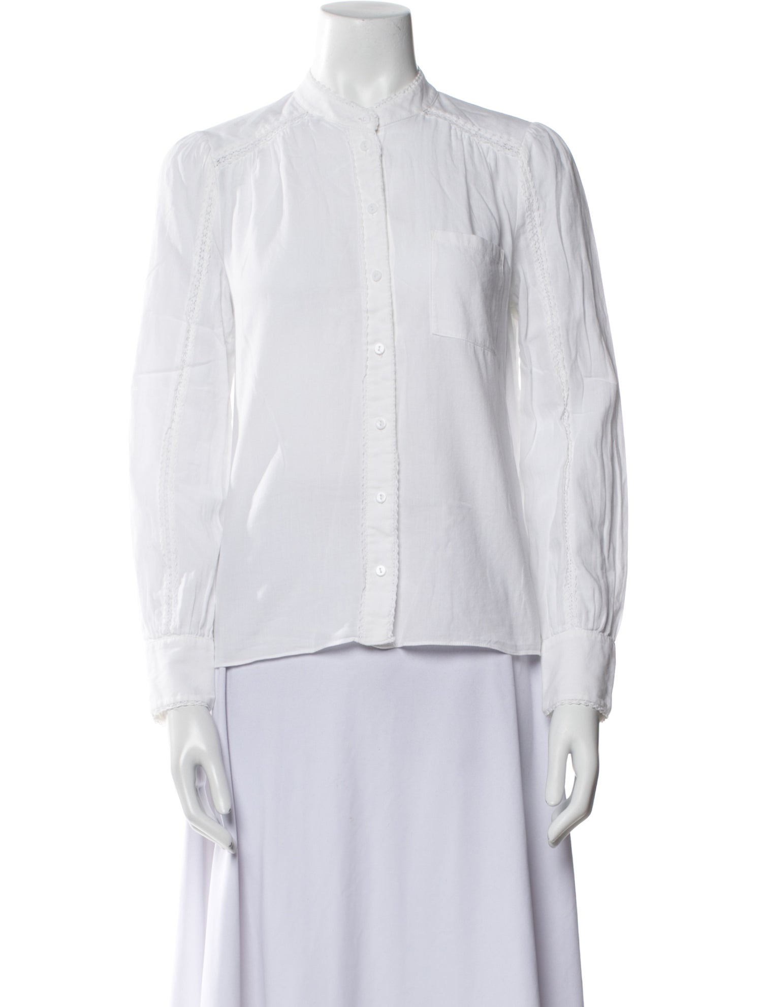 ME+EM Mock Neck Long Sleeve Button-Up Top