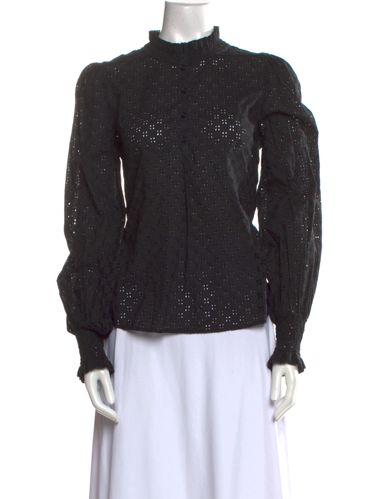 ME+EM Mock Neck Long Sleeve Blouse