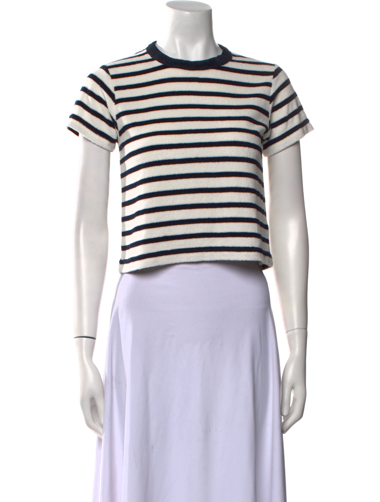 ME+EM Striped Crew Neck Crop Top